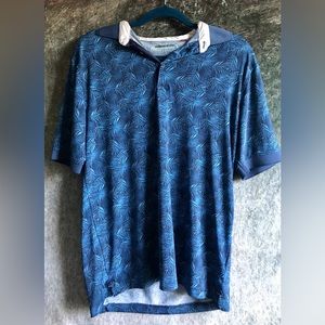 Hawke & Co Men's Golf Polo Performance Blue Tropical Floral UPF+ size Small